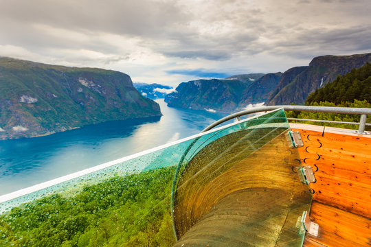 Fjord landscape at Stegastein viewpoint Norway