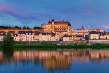 Fototapeta na wymiar Famous Amboise Castle over Loire river, France