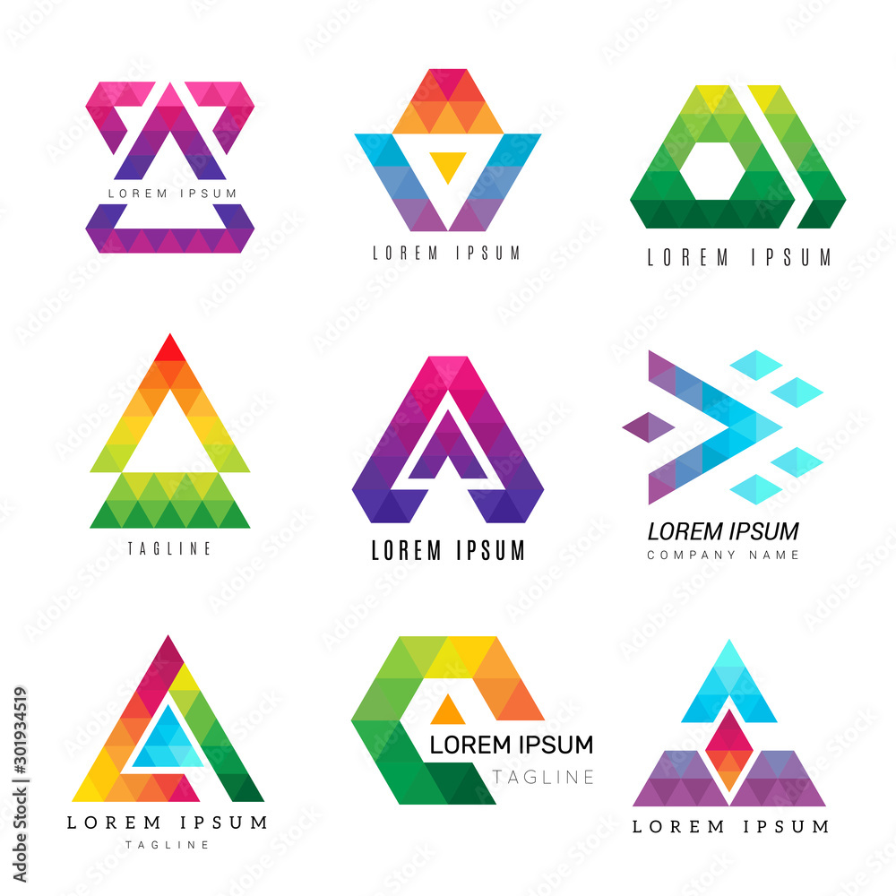 Canvas Prints polygonal triangle logo. business colored identity abstract symbols polygons ornamental vector graph