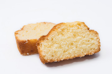 sponge cake or traditional cake isolated on white background