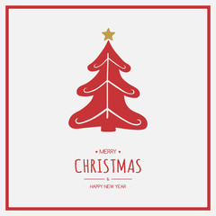 Hand drawn Xmas tree with wishes. Christmas greeting card. Vector