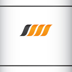 abstract orange logo. Stylized S letter or S M letter. Waves. Logo design template