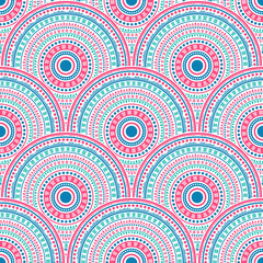 Ethnic circle shapes seamless geometric pattern.
