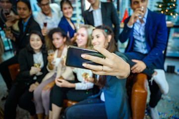 Selfie of the sucessful elegant business team