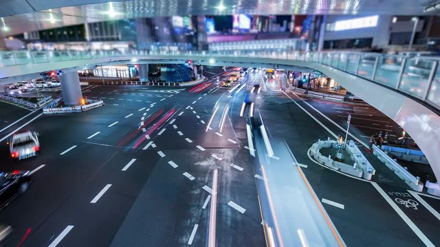 渋谷駅東口交差点の夜景 タイムラプス