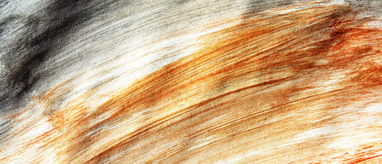 Abstract strokes of watercolor gold and silver paint for background