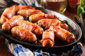 Pigs in blankets in baking dish