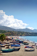 Naklejka premium Nerja, Playa Burriana, Andalusia, Costa del Sol, Spain