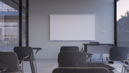 Inside a Seminar Room with No People in Natural Daylight 3D Rendering