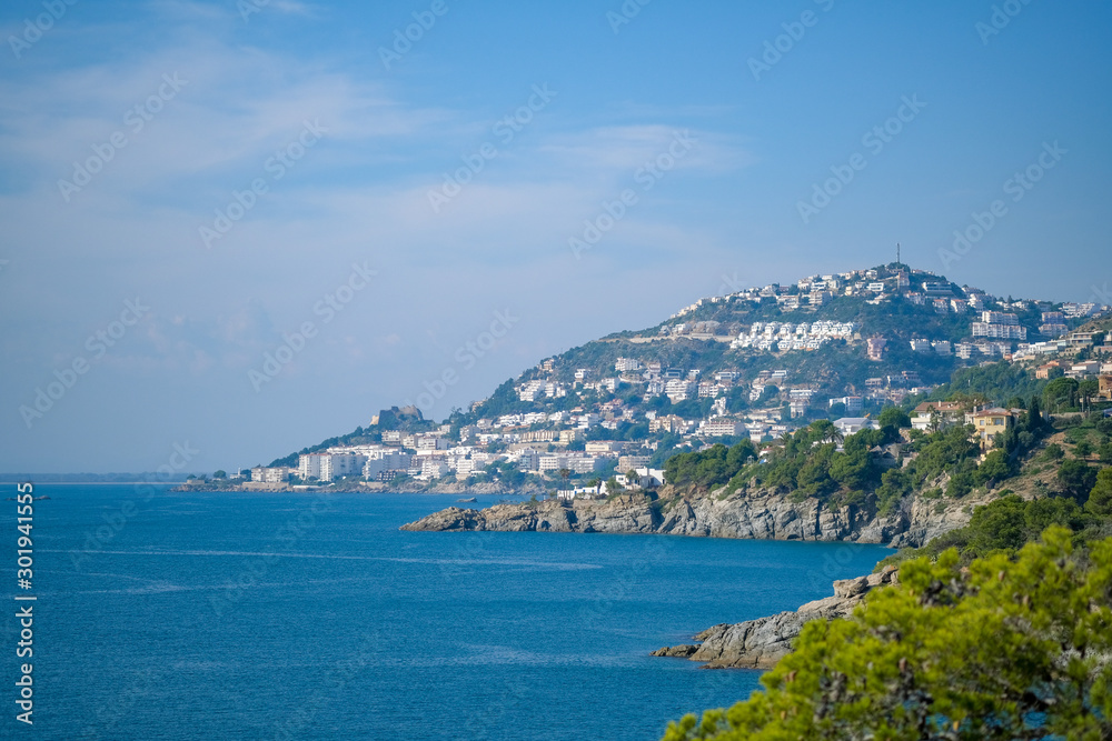 Wall mural view of the city of roses and the bay on a bright sunny day from the surrounding mountains. vacation