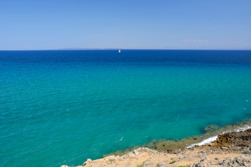 white sailboat on the horizon - Ionian Sea, Zakynthos (Greece)