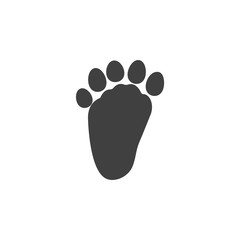 Fototapeta na wymiar Bear hind paw print vector icon. filled flat sign for mobile concept and web design. Bear animal footprint glyph icon. Symbol, logo illustration. Vector graphics