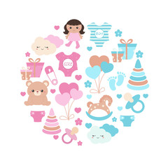 Background with simple baby symbols.