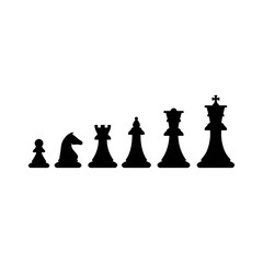 vector chess piece set for logo design. pawn, rook, knight, bishop, king and queen illustration