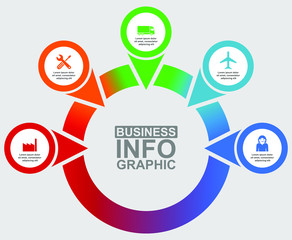Infographic circular vector template for presentation, diagram, business concept with 5 options