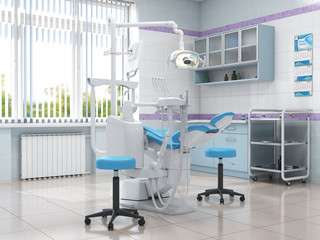 3D rendering modern dentist's office