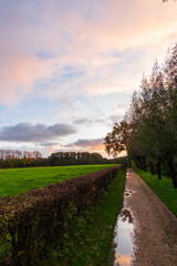 sunset road in the countryside