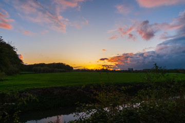 sunset over the field