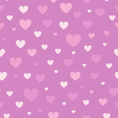 Simple pink and white subtle hearts seamless pattern for background, printing, fabric. Social media Like symbol vector background