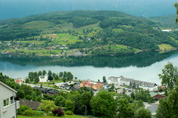 Fototapeta na wymiar View of Ulvik village in Hordaland county, Norway.