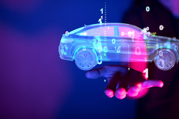 digital car technology smart in virtuel room