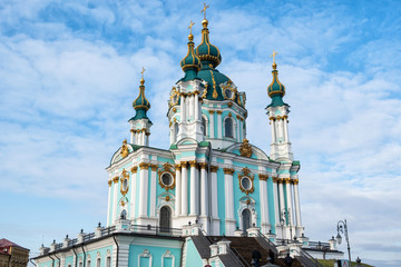 Fototapeta na wymiar St. Andrew's church in Kiev, Ukraine