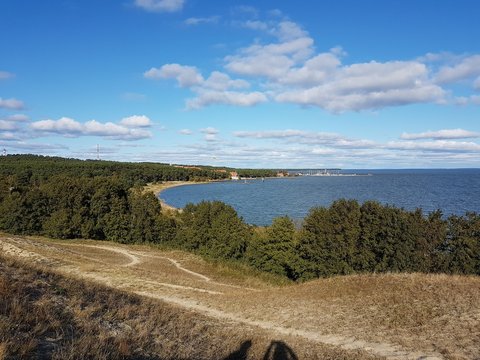 landscape with lake and blue sky