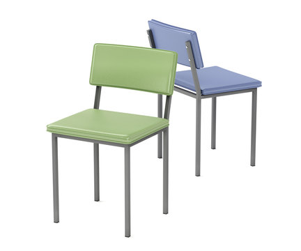 Two chairs with different colors