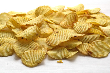 background of potato chips with spices