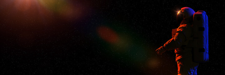 standing astronaut in outer space © dottedyeti