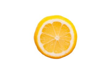 Slices of yellow ripe lemon, isolated on a white background. Healthy vegetarian fruit sour taste, healthy vitamin food, close-up