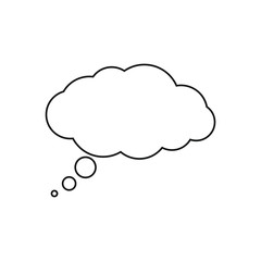 Speech bubble graphic icon. Blank balloon for thoughts sign isolated on white background. Empty dialog cloud. Cloud for text. Vector illustration
