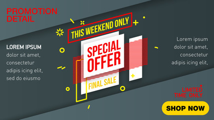 Cyber Monday Mega Sale banner template design poster for business promotion. This Weekend only special offer - final sale. Black, Yellow and red Vector illustration. Store label Communication poster