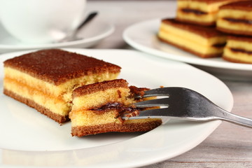 Sponge cake with cocoa filling