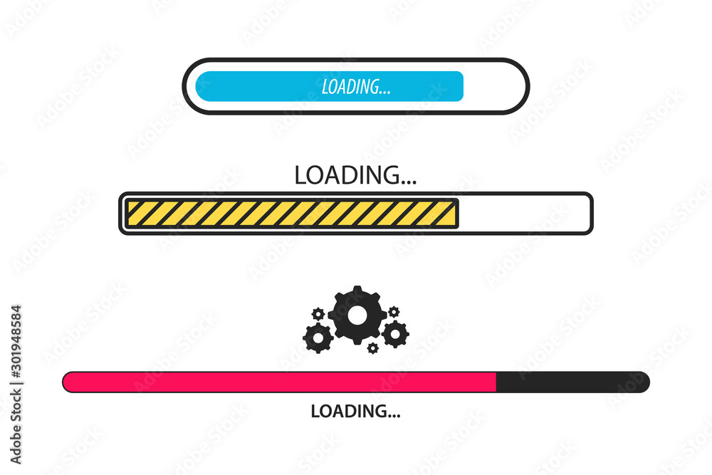 Poster loading bar. loading, progress. set of load sign. uploading speed symbol. update icon. installation 