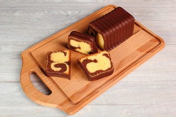 Chocolate Glazed Marble Loaf Cake