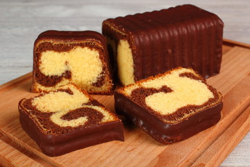 Chocolate Glazed Marble Loaf Cake