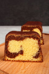 Chocolate Glazed Marble Loaf Cake