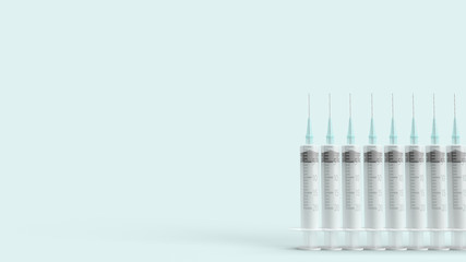  injection needle on blue pastel background 3d rendering for medical content.
