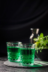 Alcoholic green cocktail