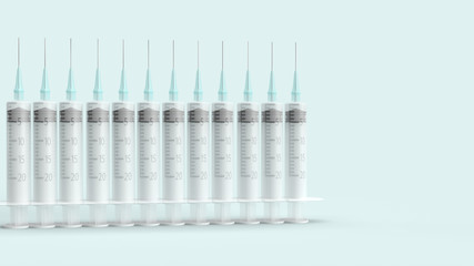 injection needle on blue pastel background 3d rendering for medical content.