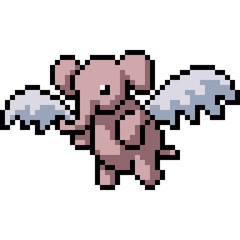 Obraz premium vector pixel art elephant fly
