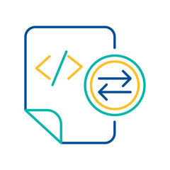 System files exchange blue and yellow linear icon