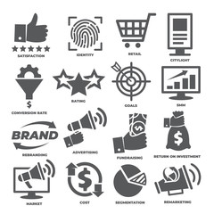 Business management icons Marketing and cost process