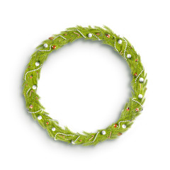 Decorative christmas round wreath mock up isolated