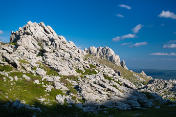 Tulove Grede, conglomerate of white limestone cliffs on south Velebit