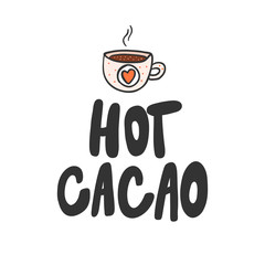 Hot cacao. Sticker for social media content. Vector hand drawn illustration design. 