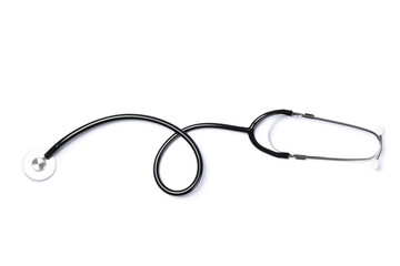 Black stethoscope isolated on white background. Healthcare
