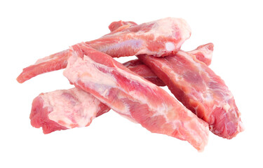 Group of fresh raw pork ribs isolated on a white background