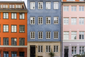 Fototapeta na wymiar Copenhagen’s Old Houses in a row. Full frame shot.